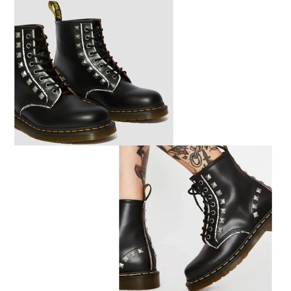 Dr. Martens 1460 Studded 8-Eye Lace-Up Boots Black Size 8 (EU 39) - Picture 1 of 11